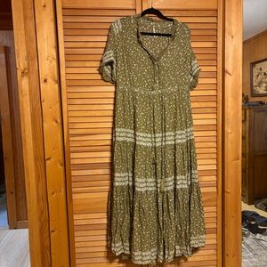 Free People rare feelings maxi dress green size large